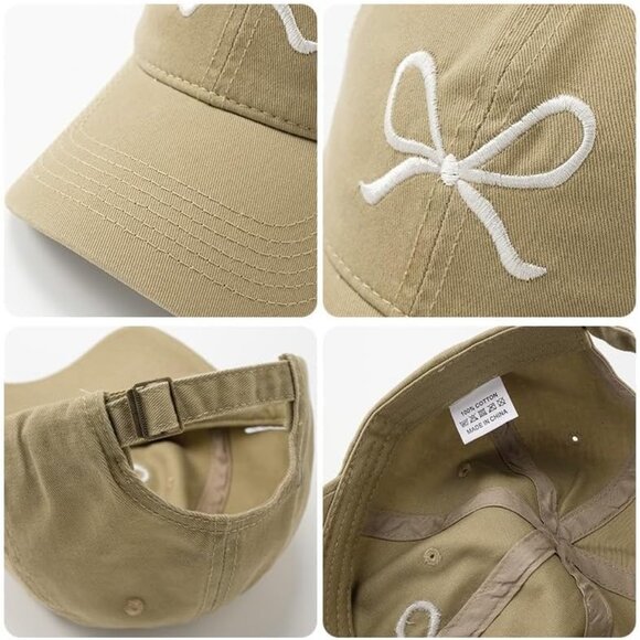 Women's Trendy Bow Fashionable Comfort Cotton Blue Trucker Baseball Sun Hat Cap - Picture 3 of 7